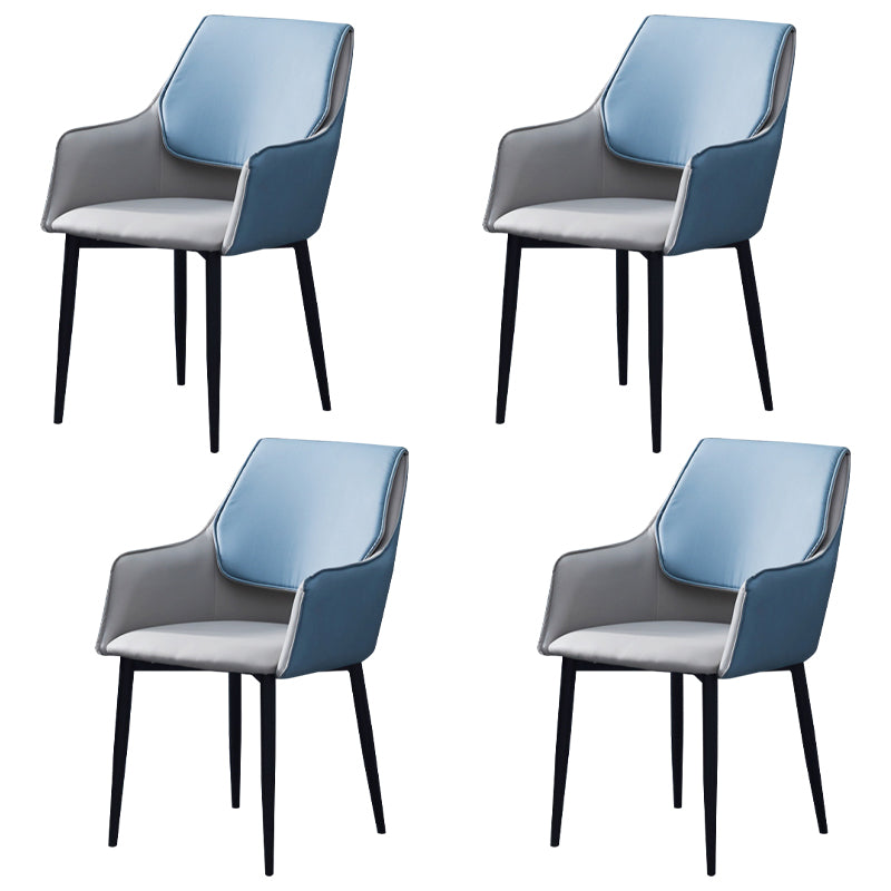 Indoor Contemporary Arm Chair Solid Back Metal Upholstered Dining Room Chair Grey 4 Piece Set Clearhalo ' kitchen&dining_furn' 'Dining Chairs' 'Dining Tables & Seating' 'dining_chair' 'furn' 'furn_dining_chair' 'Furniture' 'furniture_dining_chair' 'Kitchen & Dining Furniture' 'kitchen' 3956991