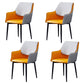 Indoor Contemporary Arm Chair Solid Back Metal Upholstered Dining Room Chair Orange 4 Piece Set Clearhalo ' kitchen&dining_furn' 'Dining Chairs' 'Dining Tables & Seating' 'dining_chair' 'furn' 'furn_dining_chair' 'Furniture' 'furniture_dining_chair' 'Kitchen & Dining Furniture' 'kitchen' 3956997