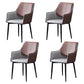 Indoor Contemporary Arm Chair Solid Back Metal Upholstered Dining Room Chair Brown 4 Piece Set Clearhalo ' kitchen&dining_furn' 'Dining Chairs' 'Dining Tables & Seating' 'dining_chair' 'furn' 'furn_dining_chair' 'Furniture' 'furniture_dining_chair' 'Kitchen & Dining Furniture' 'kitchen' 3957002