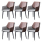 Indoor Contemporary Arm Chair Solid Back Metal Upholstered Dining Room Chair Brown 6 Piece Set Clearhalo ' kitchen&dining_furn' 'Dining Chairs' 'Dining Tables & Seating' 'dining_chair' 'furn' 'furn_dining_chair' 'Furniture' 'furniture_dining_chair' 'Kitchen & Dining Furniture' 'kitchen' 3957004