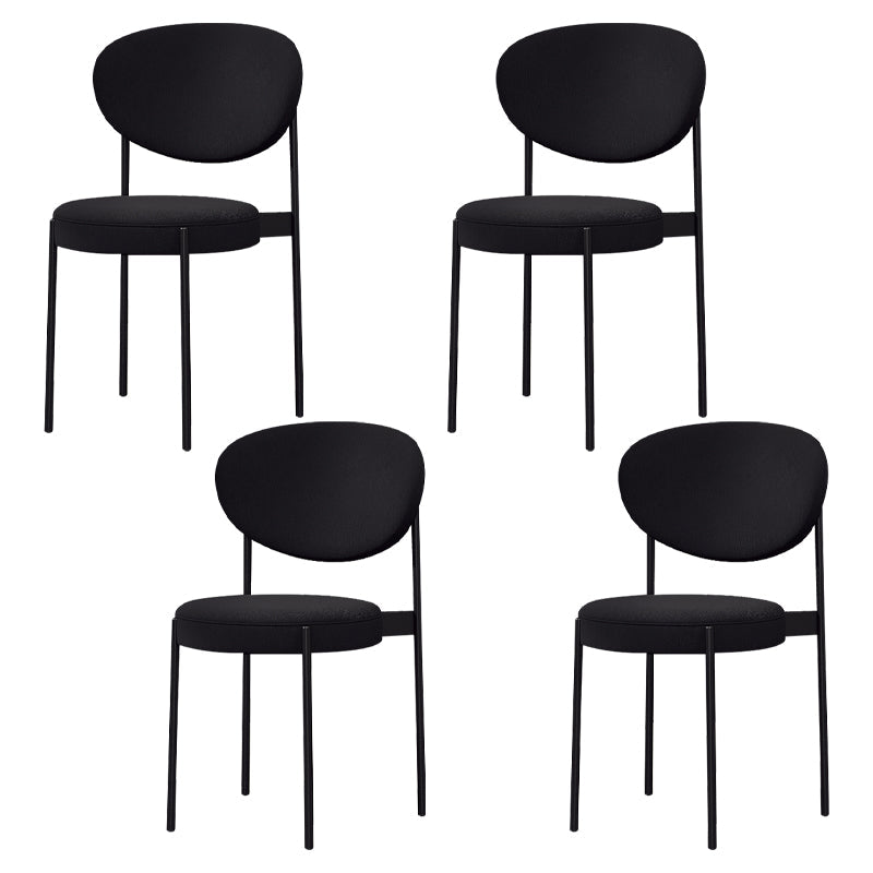 Modern Metal Dining Room Chairs Armless Open Back Dining Side Chair for Restaurant Black Fabric 4 Piece Set Clearhalo ' kitchen&dining_furn' 'Dining Chairs' 'Dining Tables & Seating' 'dining_chair' 'furn' 'furn_dining_chair' 'Furniture' 'furniture_dining_chair' 'Kitchen & Dining Furniture' 'kitchen' 3957014