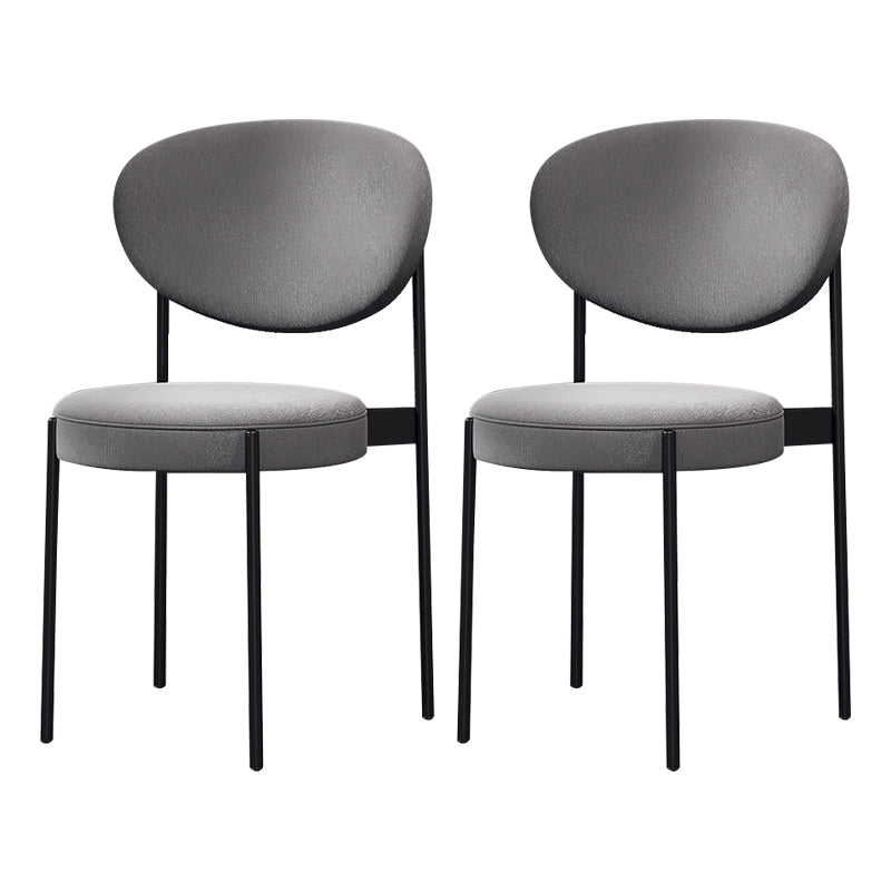 Modern Metal Dining Room Chairs Armless Open Back Dining Side Chair for Restaurant Grey Fabric 2 Piece Set Clearhalo ' kitchen&dining_furn' 'Dining Chairs' 'Dining Tables & Seating' 'dining_chair' 'furn' 'furn_dining_chair' 'Furniture' 'furniture_dining_chair' 'Kitchen & Dining Furniture' 'kitchen' 3957019