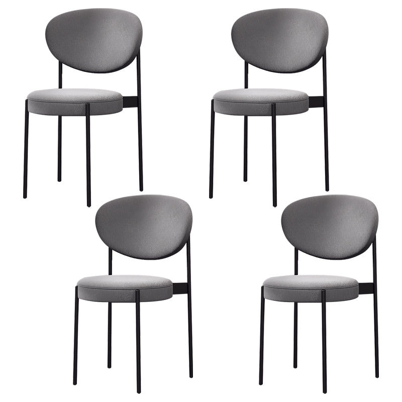 Modern Metal Dining Room Chairs Armless Open Back Dining Side Chair for Restaurant Grey Fabric 4 Piece Set Clearhalo ' kitchen&dining_furn' 'Dining Chairs' 'Dining Tables & Seating' 'dining_chair' 'furn' 'furn_dining_chair' 'Furniture' 'furniture_dining_chair' 'Kitchen & Dining Furniture' 'kitchen' 3957021
