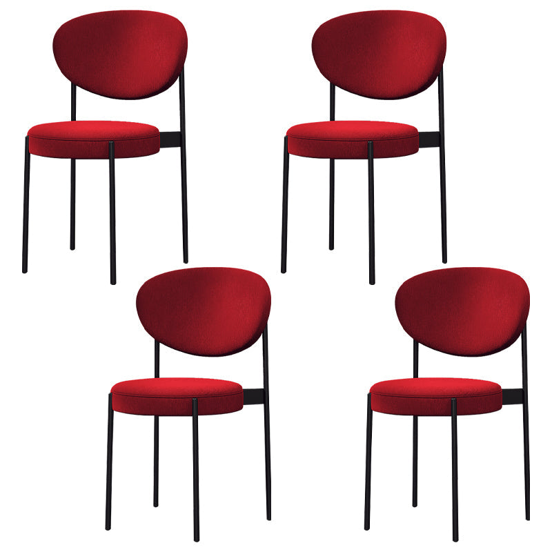 Modern Metal Dining Room Chairs Armless Open Back Dining Side Chair for Restaurant Red Fabric 4 Piece Set Clearhalo ' kitchen&dining_furn' 'Dining Chairs' 'Dining Tables & Seating' 'dining_chair' 'furn' 'furn_dining_chair' 'Furniture' 'furniture_dining_chair' 'Kitchen & Dining Furniture' 'kitchen' 3957027