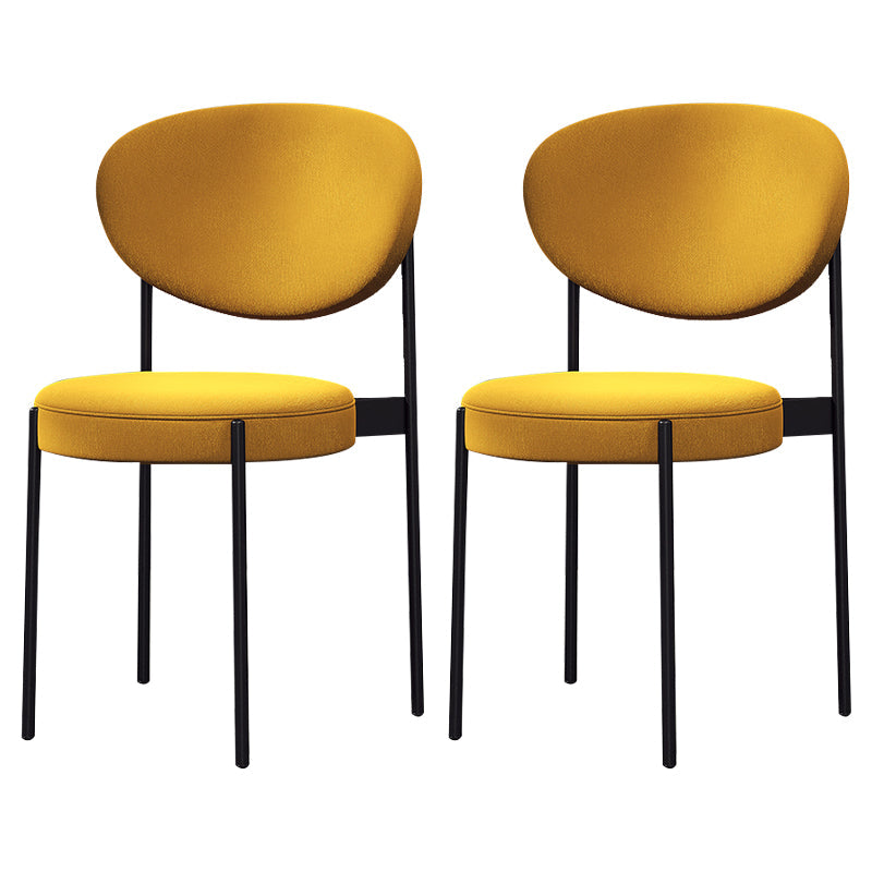 Modern Metal Dining Room Chairs Armless Open Back Dining Side Chair for Restaurant Yellow Fabric 2 Piece Set Clearhalo ' kitchen&dining_furn' 'Dining Chairs' 'Dining Tables & Seating' 'dining_chair' 'furn' 'furn_dining_chair' 'Furniture' 'furniture_dining_chair' 'Kitchen & Dining Furniture' 'kitchen' 3957030