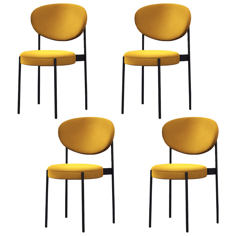 Modern Metal Dining Room Chairs Armless Open Back Dining Side Chair for Restaurant Yellow Fabric 4 Piece Set Clearhalo ' kitchen&dining_furn' 'Dining Chairs' 'Dining Tables & Seating' 'dining_chair' 'furn' 'furn_dining_chair' 'Furniture' 'furniture_dining_chair' 'Kitchen & Dining Furniture' 'kitchen' 3957031