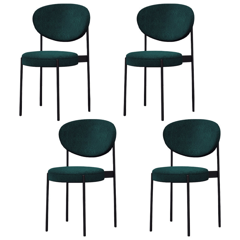 Modern Metal Dining Room Chairs Armless Open Back Dining Side Chair for Restaurant Blackish Green Fabric 4 Piece Set Clearhalo ' kitchen&dining_furn' 'Dining Chairs' 'Dining Tables & Seating' 'dining_chair' 'furn' 'furn_dining_chair' 'Furniture' 'furniture_dining_chair' 'Kitchen & Dining Furniture' 'kitchen' 3957034