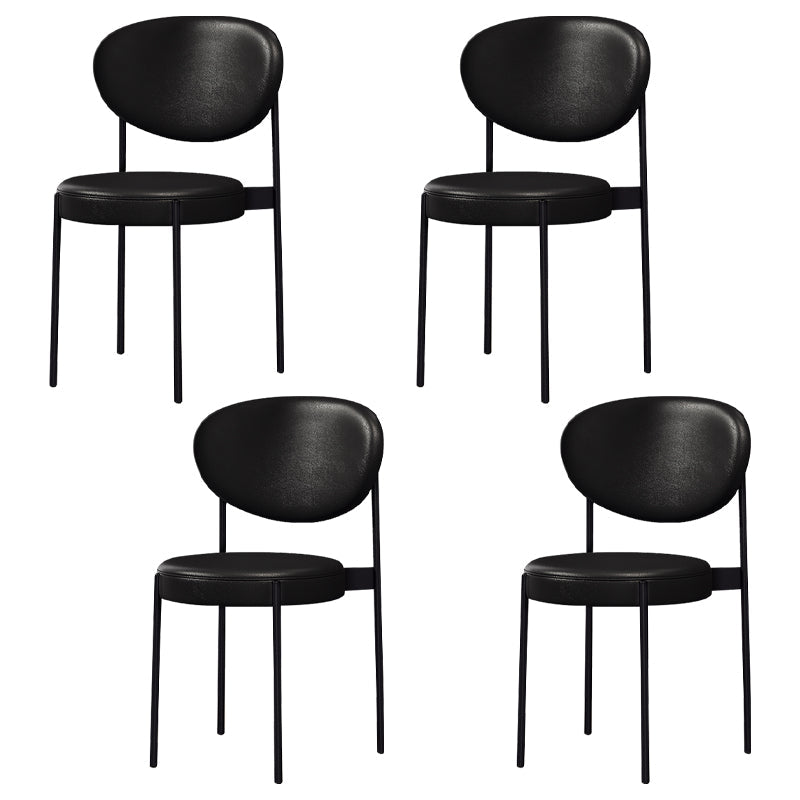 Modern Metal Dining Room Chairs Armless Open Back Dining Side Chair for Restaurant Black Faux Leather 4 Piece Set Clearhalo ' kitchen&dining_furn' 'Dining Chairs' 'Dining Tables & Seating' 'dining_chair' 'furn' 'furn_dining_chair' 'Furniture' 'furniture_dining_chair' 'Kitchen & Dining Furniture' 'kitchen' 3957037