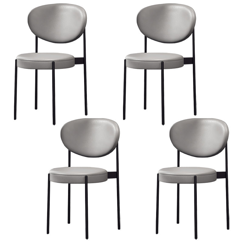 Modern Metal Dining Room Chairs Armless Open Back Dining Side Chair for Restaurant Grey Faux Leather 4 Piece Set Clearhalo ' kitchen&dining_furn' 'Dining Chairs' 'Dining Tables & Seating' 'dining_chair' 'furn' 'furn_dining_chair' 'Furniture' 'furniture_dining_chair' 'Kitchen & Dining Furniture' 'kitchen' 3957040