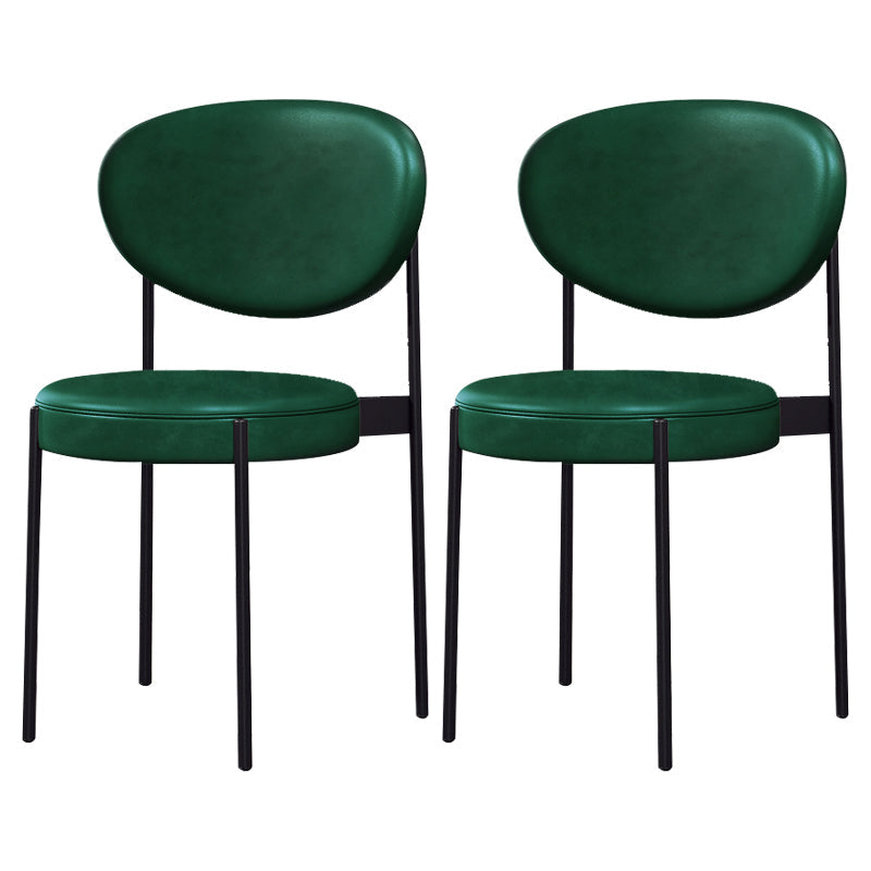 Modern Metal Dining Room Chairs Armless Open Back Dining Side Chair for Restaurant Blackish Green Faux Leather 2 Piece Set Clearhalo ' kitchen&dining_furn' 'Dining Chairs' 'Dining Tables & Seating' 'dining_chair' 'furn' 'furn_dining_chair' 'Furniture' 'furniture_dining_chair' 'Kitchen & Dining Furniture' 'kitchen' 3957048