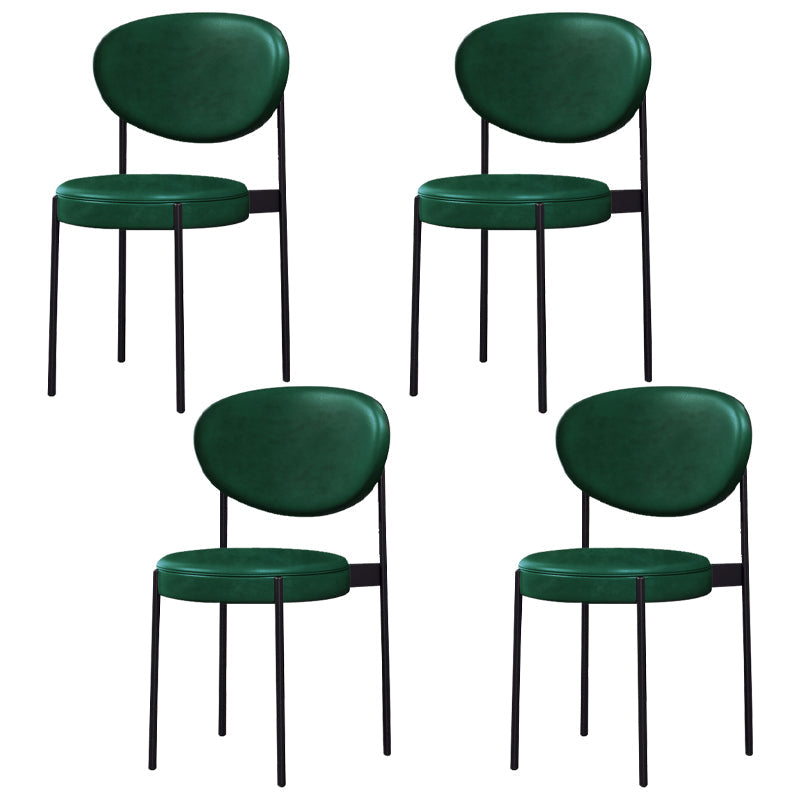 Modern Metal Dining Room Chairs Armless Open Back Dining Side Chair for Restaurant Blackish Green Faux Leather 4 Piece Set Clearhalo ' kitchen&dining_furn' 'Dining Chairs' 'Dining Tables & Seating' 'dining_chair' 'furn' 'furn_dining_chair' 'Furniture' 'furniture_dining_chair' 'Kitchen & Dining Furniture' 'kitchen' 3957049