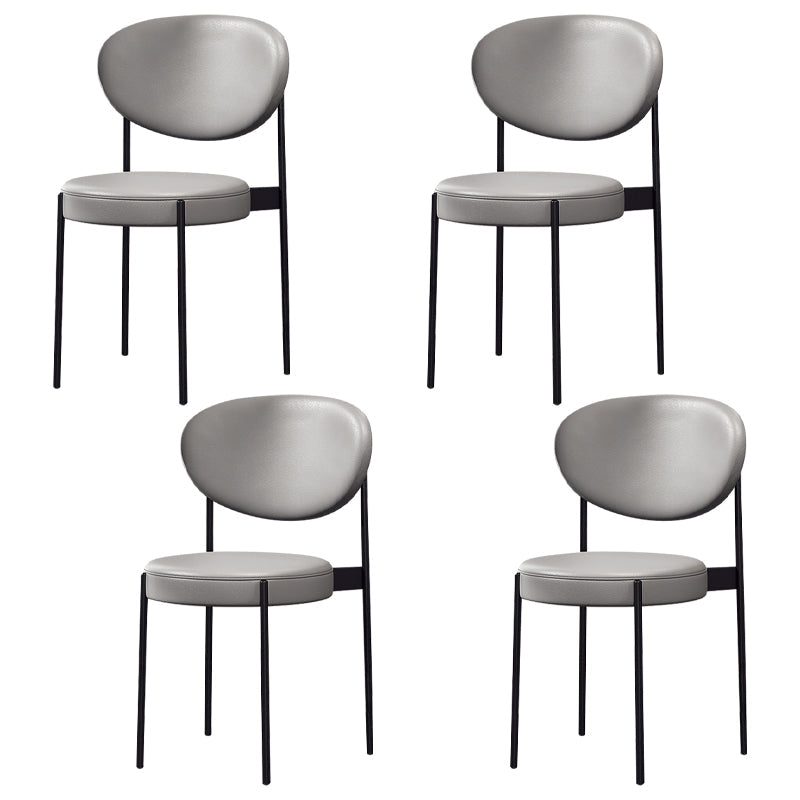 Glam Style Metal Dining Room Chairs Armless Open Back Dining Side Chair for Restaurant Light Gray 4 Piece Set Clearhalo ' kitchen&dining_furn' 'Dining Chairs' 'Dining Tables & Seating' 'dining_chair' 'furn' 'furn_dining_chair' 'Furniture' 'furniture_dining_chair' 'Kitchen & Dining Furniture' 'kitchen' 3957068
