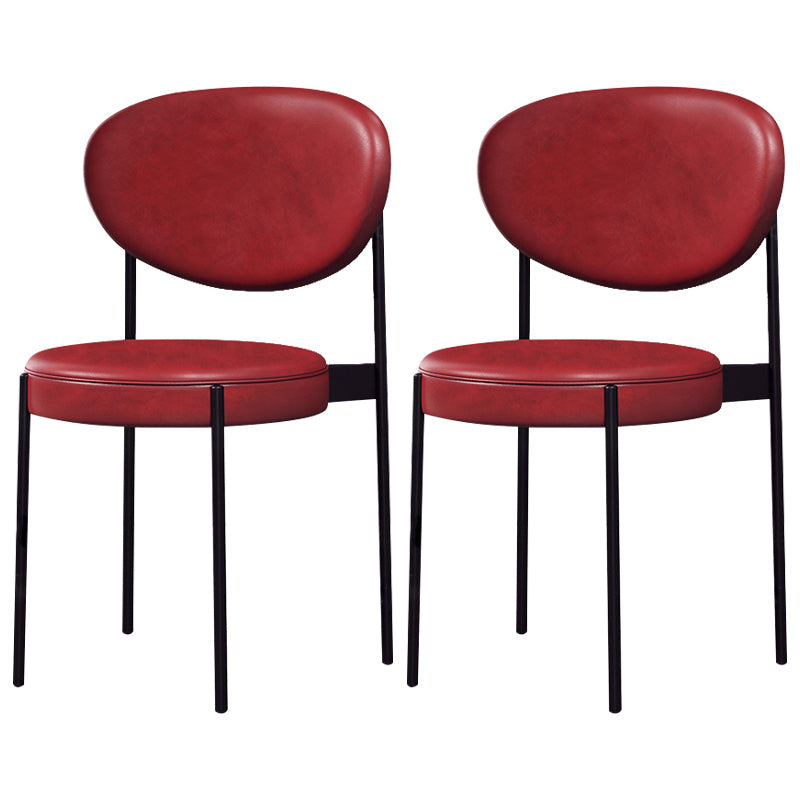 Glam Style Metal Dining Room Chairs Armless Open Back Dining Side Chair for Restaurant Red 2 Piece Set Clearhalo ' kitchen&dining_furn' 'Dining Chairs' 'Dining Tables & Seating' 'dining_chair' 'furn' 'furn_dining_chair' 'Furniture' 'furniture_dining_chair' 'Kitchen & Dining Furniture' 'kitchen' 3957071
