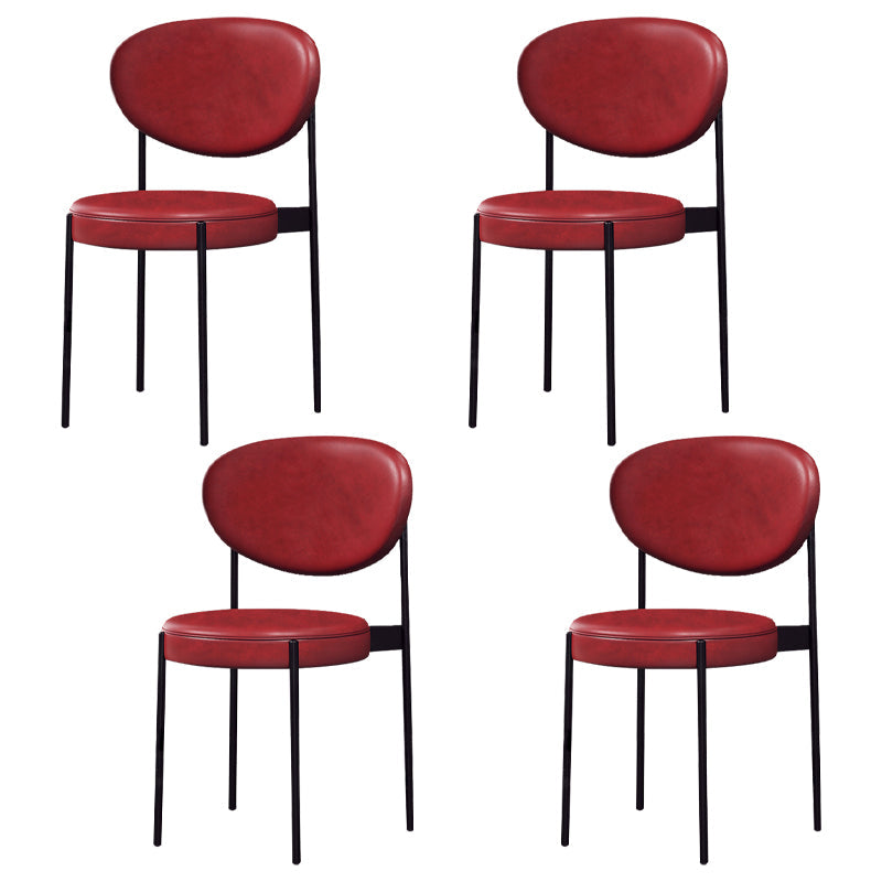 Glam Style Metal Dining Room Chairs Armless Open Back Dining Side Chair for Restaurant Red 4 Piece Set Clearhalo ' kitchen&dining_furn' 'Dining Chairs' 'Dining Tables & Seating' 'dining_chair' 'furn' 'furn_dining_chair' 'Furniture' 'furniture_dining_chair' 'Kitchen & Dining Furniture' 'kitchen' 3957072