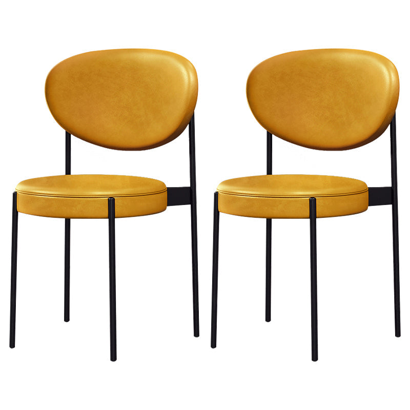 Glam Style Metal Dining Room Chairs Armless Open Back Dining Side Chair for Restaurant Yellow 2 Piece Set Clearhalo ' kitchen&dining_furn' 'Dining Chairs' 'Dining Tables & Seating' 'dining_chair' 'furn' 'furn_dining_chair' 'Furniture' 'furniture_dining_chair' 'Kitchen & Dining Furniture' 'kitchen' 3957074