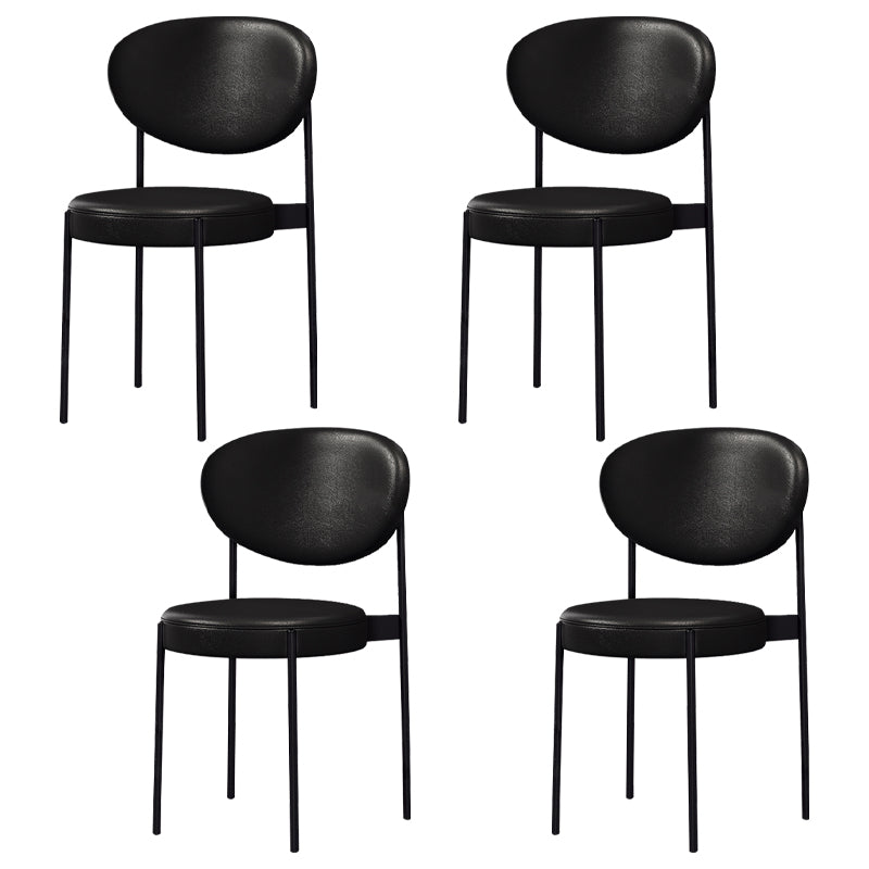 Glam Style Metal Dining Room Chairs Armless Open Back Dining Side Chair for Restaurant Gloss Black 4 Piece Set Clearhalo ' kitchen&dining_furn' 'Dining Chairs' 'Dining Tables & Seating' 'dining_chair' 'furn' 'furn_dining_chair' 'Furniture' 'furniture_dining_chair' 'Kitchen & Dining Furniture' 'kitchen' 3957084