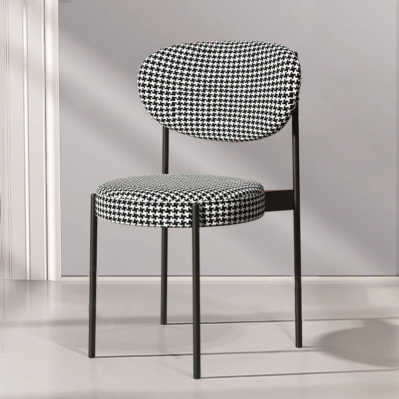 Glam Style Metal Dining Room Chairs Armless Open Back Dining Side Chair for Restaurant Black White 1 Piece Clearhalo ' kitchen&dining_furn' 'Dining Chairs' 'Dining Tables & Seating' 'dining_chair' 'furn' 'furn_dining_chair' 'Furniture' 'furniture_dining_chair' 'Kitchen & Dining Furniture' 'kitchen' 3957085