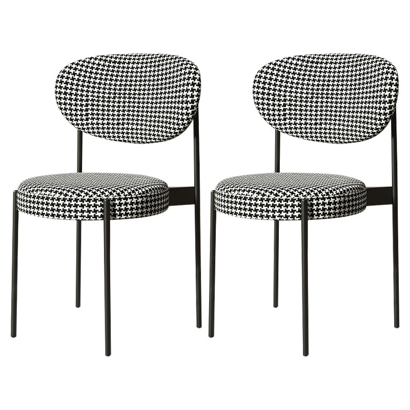 Glam Style Metal Dining Room Chairs Armless Open Back Dining Side Chair for Restaurant Black White 2 Piece Set Clearhalo ' kitchen&dining_furn' 'Dining Chairs' 'Dining Tables & Seating' 'dining_chair' 'furn' 'furn_dining_chair' 'Furniture' 'furniture_dining_chair' 'Kitchen & Dining Furniture' 'kitchen' 3957086
