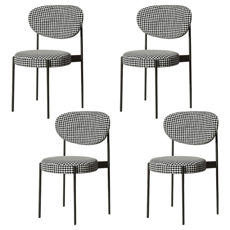 Glam Style Metal Dining Room Chairs Armless Open Back Dining Side Chair for Restaurant Black White 4 Piece Set Clearhalo ' kitchen&dining_furn' 'Dining Chairs' 'Dining Tables & Seating' 'dining_chair' 'furn' 'furn_dining_chair' 'Furniture' 'furniture_dining_chair' 'Kitchen & Dining Furniture' 'kitchen' 3957087