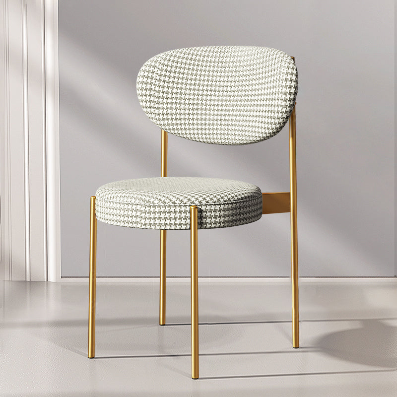 Glam Style Metal Dining Room Chairs Armless Open Back Dining Side Chair for Restaurant Gray-White 1 Piece Clearhalo ' kitchen&dining_furn' 'Dining Chairs' 'Dining Tables & Seating' 'dining_chair' 'furn' 'furn_dining_chair' 'Furniture' 'furniture_dining_chair' 'Kitchen & Dining Furniture' 'kitchen' 3957091