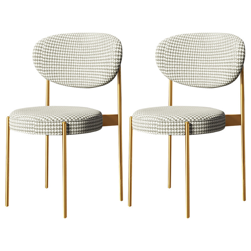 Glam Style Metal Dining Room Chairs Armless Open Back Dining Side Chair for Restaurant Gray-White 2 Piece Set Clearhalo ' kitchen&dining_furn' 'Dining Chairs' 'Dining Tables & Seating' 'dining_chair' 'furn' 'furn_dining_chair' 'Furniture' 'furniture_dining_chair' 'Kitchen & Dining Furniture' 'kitchen' 3957092