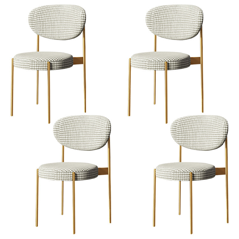 Glam Style Metal Dining Room Chairs Armless Open Back Dining Side Chair for Restaurant Gray-White 4 Piece Set Clearhalo ' kitchen&dining_furn' 'Dining Chairs' 'Dining Tables & Seating' 'dining_chair' 'furn' 'furn_dining_chair' 'Furniture' 'furniture_dining_chair' 'Kitchen & Dining Furniture' 'kitchen' 3957093