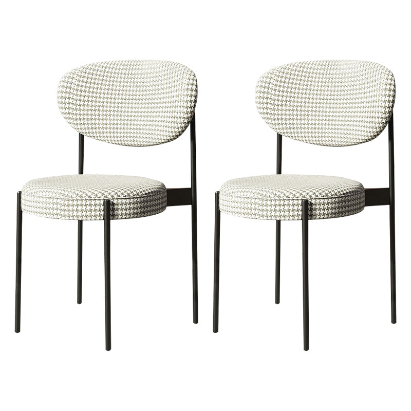 Glam Style Metal Dining Room Chairs Armless Open Back Dining Side Chair for Restaurant Black Gray-White 2 Piece Set Clearhalo ' kitchen&dining_furn' 'Dining Chairs' 'Dining Tables & Seating' 'dining_chair' 'furn' 'furn_dining_chair' 'Furniture' 'furniture_dining_chair' 'Kitchen & Dining Furniture' 'kitchen' 3957095