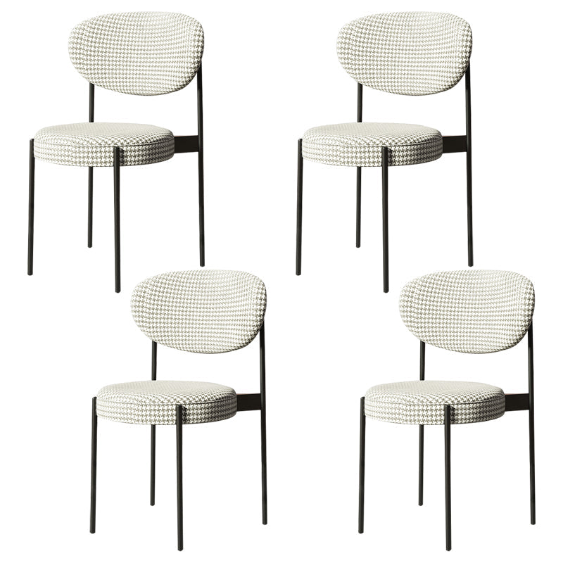 Glam Style Metal Dining Room Chairs Armless Open Back Dining Side Chair for Restaurant Black Gray-White 4 Piece Set Clearhalo ' kitchen&dining_furn' 'Dining Chairs' 'Dining Tables & Seating' 'dining_chair' 'furn' 'furn_dining_chair' 'Furniture' 'furniture_dining_chair' 'Kitchen & Dining Furniture' 'kitchen' 3957096