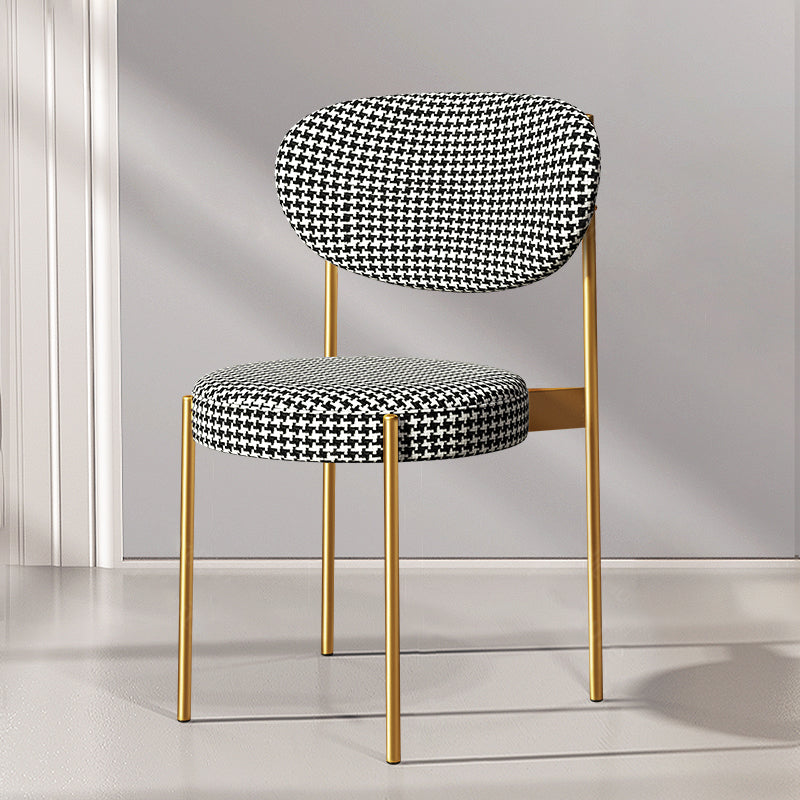 Glam Style Metal Dining Room Chairs Armless Open Back Dining Side Chair for Restaurant Black-White 1 Piece Clearhalo ' kitchen&dining_furn' 'Dining Chairs' 'Dining Tables & Seating' 'dining_chair' 'furn' 'furn_dining_chair' 'Furniture' 'furniture_dining_chair' 'Kitchen & Dining Furniture' 'kitchen' 3957100