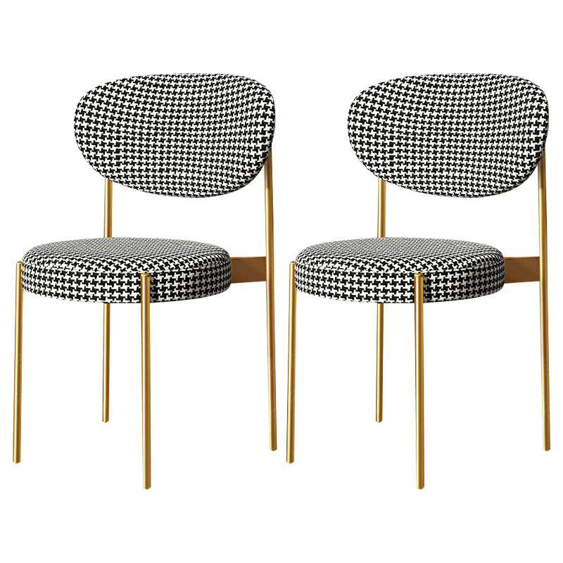 Glam Style Metal Dining Room Chairs Armless Open Back Dining Side Chair for Restaurant Black-White 2 Piece Set Clearhalo ' kitchen&dining_furn' 'Dining Chairs' 'Dining Tables & Seating' 'dining_chair' 'furn' 'furn_dining_chair' 'Furniture' 'furniture_dining_chair' 'Kitchen & Dining Furniture' 'kitchen' 3957101