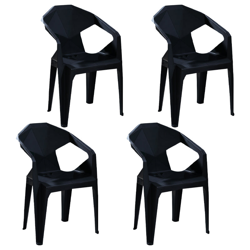 Modern Style Plastic Dining Chairs Stackable Dining Side Chairs for Kitchen Black 4 Piece Set Clearhalo ' kitchen&dining_furn' 'Dining Chairs' 'Dining Tables & Seating' 'dining_chair' 'furn' 'furn_dining_chair' 'Furniture' 'furniture_dining_chair' 'Kitchen & Dining Furniture' 'kitchen' 3957107