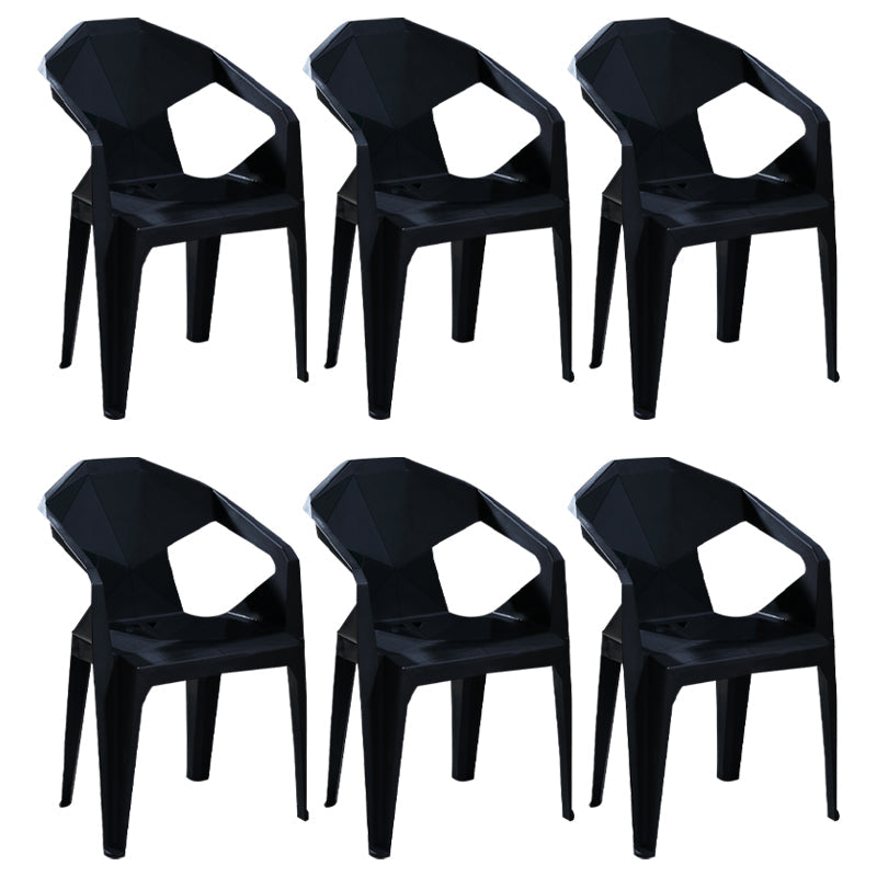 Modern Style Plastic Dining Chairs Stackable Dining Side Chairs for Kitchen Black 6 Piece Set Clearhalo ' kitchen&dining_furn' 'Dining Chairs' 'Dining Tables & Seating' 'dining_chair' 'furn' 'furn_dining_chair' 'Furniture' 'furniture_dining_chair' 'Kitchen & Dining Furniture' 'kitchen' 3957108