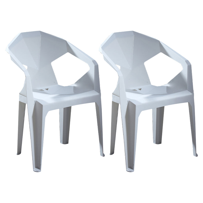 Modern Style Plastic Dining Chairs Stackable Dining Side Chairs for Kitchen White 2 Piece Set Clearhalo ' kitchen&dining_furn' 'Dining Chairs' 'Dining Tables & Seating' 'dining_chair' 'furn' 'furn_dining_chair' 'Furniture' 'furniture_dining_chair' 'Kitchen & Dining Furniture' 'kitchen' 3957111
