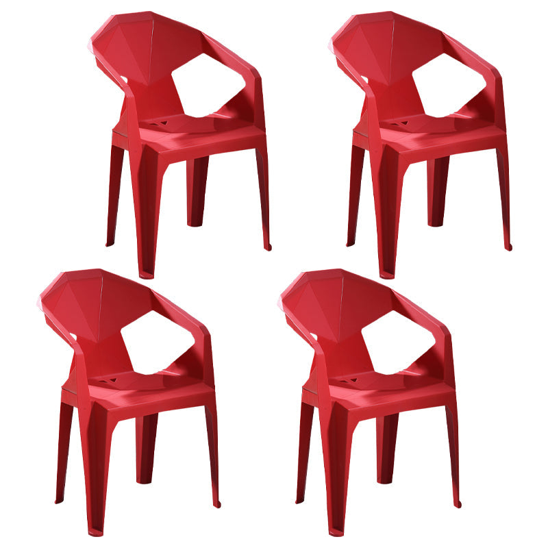 Modern Style Plastic Dining Chairs Stackable Dining Side Chairs for Kitchen Red 4 Piece Set Clearhalo ' kitchen&dining_furn' 'Dining Chairs' 'Dining Tables & Seating' 'dining_chair' 'furn' 'furn_dining_chair' 'Furniture' 'furniture_dining_chair' 'Kitchen & Dining Furniture' 'kitchen' 3957119