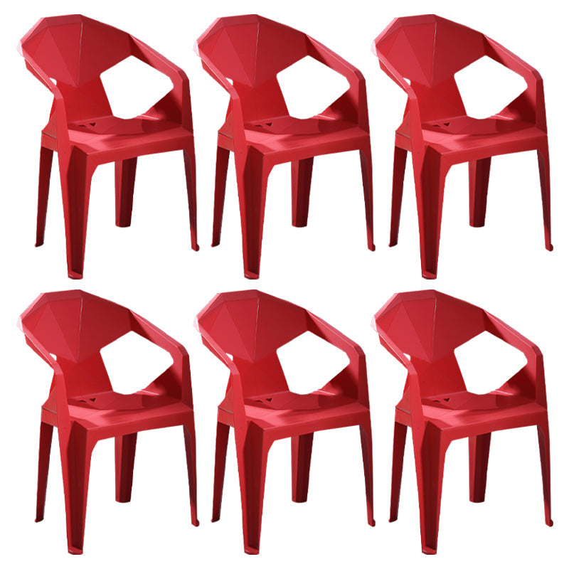 Modern Style Plastic Dining Chairs Stackable Dining Side Chairs for Kitchen Red 6 Piece Set Clearhalo ' kitchen&dining_furn' 'Dining Chairs' 'Dining Tables & Seating' 'dining_chair' 'furn' 'furn_dining_chair' 'Furniture' 'furniture_dining_chair' 'Kitchen & Dining Furniture' 'kitchen' 3957120