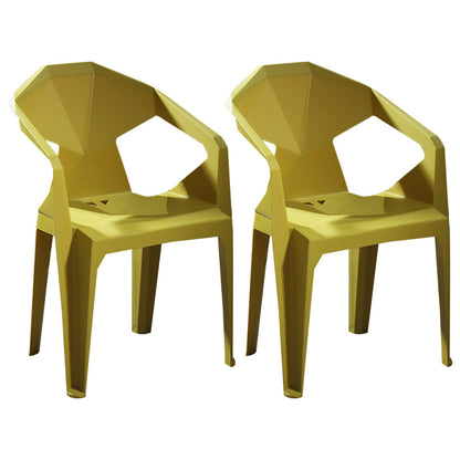 Modern Style Plastic Dining Chairs Stackable Dining Side Chairs for Kitchen Yellow 2 Piece Set Clearhalo ' kitchen&dining_furn' 'Dining Chairs' 'Dining Tables & Seating' 'dining_chair' 'furn' 'furn_dining_chair' 'Furniture' 'furniture_dining_chair' 'Kitchen & Dining Furniture' 'kitchen' 3957122