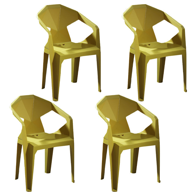 Modern Style Plastic Dining Chairs Stackable Dining Side Chairs for Kitchen Yellow 4 Piece Set Clearhalo ' kitchen&dining_furn' 'Dining Chairs' 'Dining Tables & Seating' 'dining_chair' 'furn' 'furn_dining_chair' 'Furniture' 'furniture_dining_chair' 'Kitchen & Dining Furniture' 'kitchen' 3957124