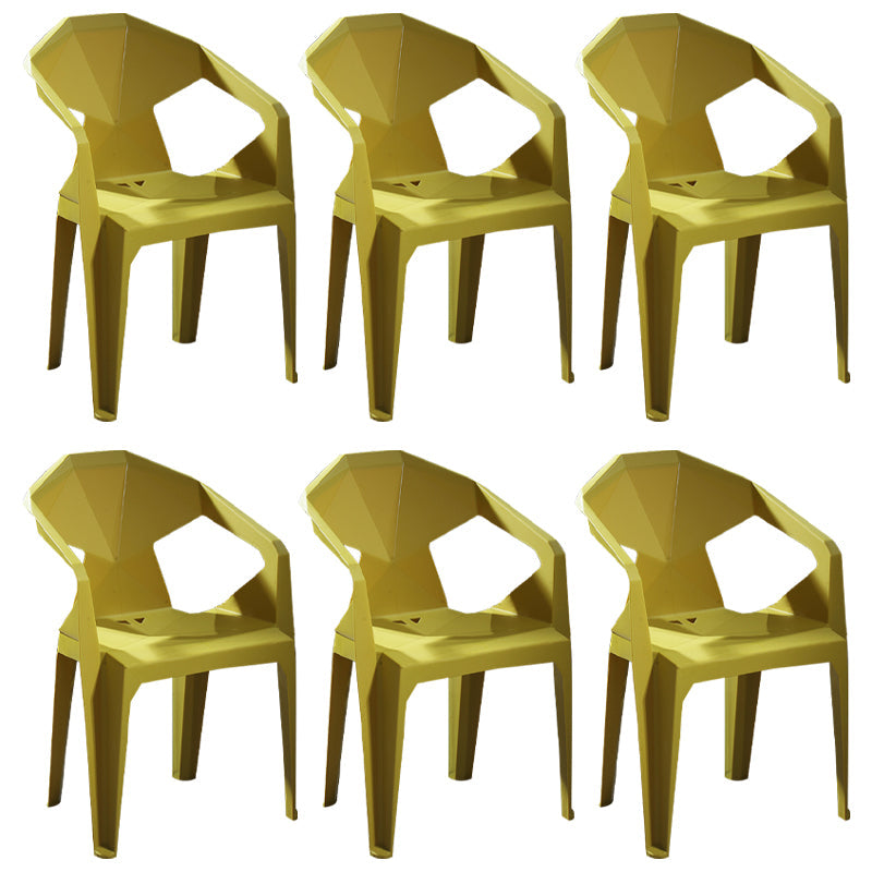 Modern Style Plastic Dining Chairs Stackable Dining Side Chairs for Kitchen Yellow 6 Piece Set Clearhalo ' kitchen&dining_furn' 'Dining Chairs' 'Dining Tables & Seating' 'dining_chair' 'furn' 'furn_dining_chair' 'Furniture' 'furniture_dining_chair' 'Kitchen & Dining Furniture' 'kitchen' 3957127