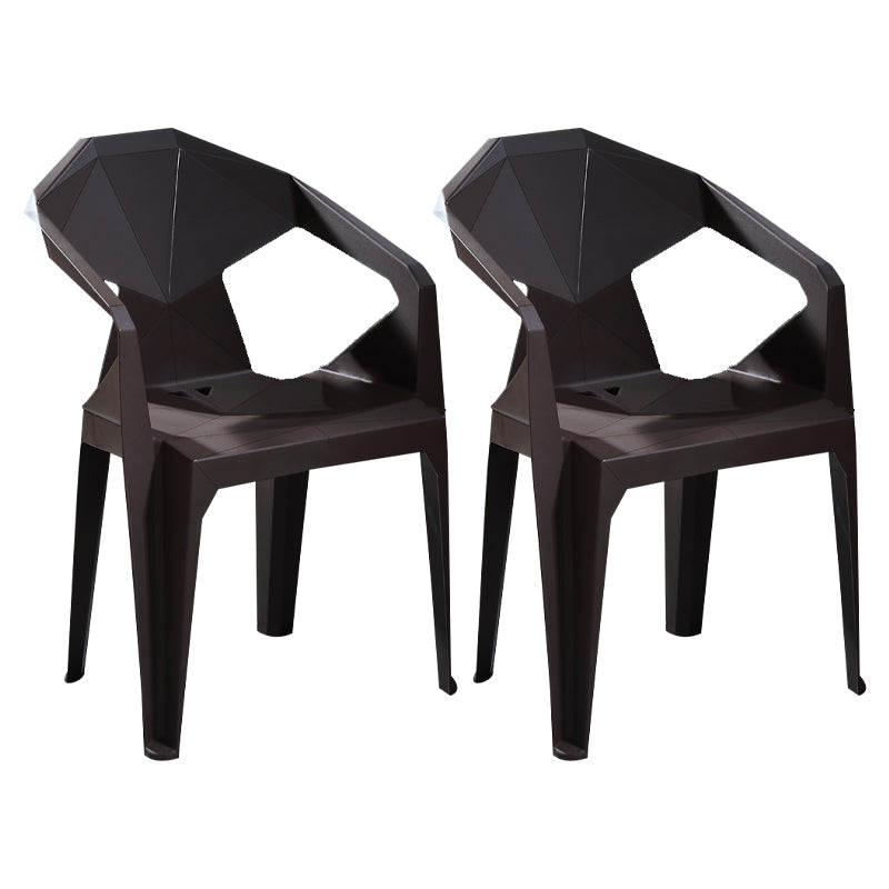 Modern Style Plastic Dining Chairs Stackable Dining Side Chairs for Kitchen Dark Coffee 2 Piece Set Clearhalo ' kitchen&dining_furn' 'Dining Chairs' 'Dining Tables & Seating' 'dining_chair' 'furn' 'furn_dining_chair' 'Furniture' 'furniture_dining_chair' 'Kitchen & Dining Furniture' 'kitchen' 3957134