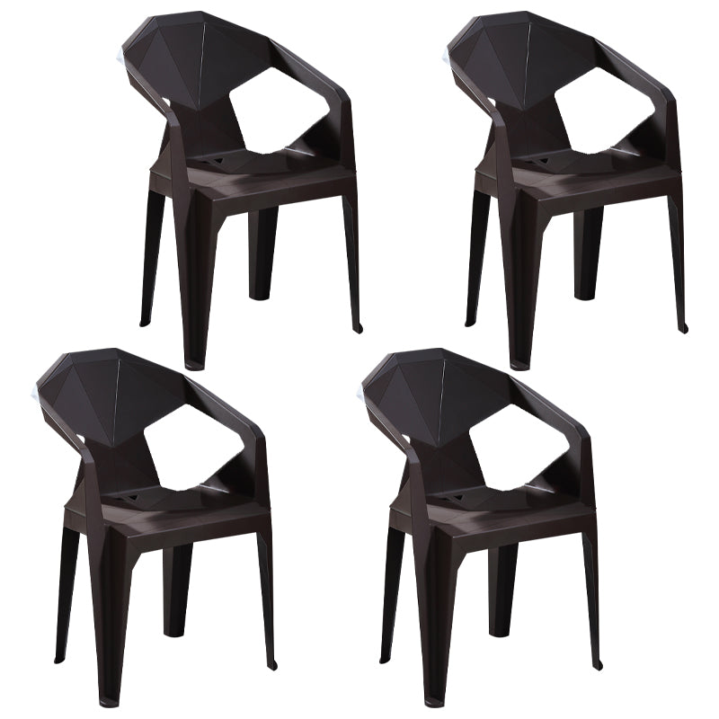Modern Style Plastic Dining Chairs Stackable Dining Side Chairs for Kitchen Dark Coffee 4 Piece Set Clearhalo ' kitchen&dining_furn' 'Dining Chairs' 'Dining Tables & Seating' 'dining_chair' 'furn' 'furn_dining_chair' 'Furniture' 'furniture_dining_chair' 'Kitchen & Dining Furniture' 'kitchen' 3957135