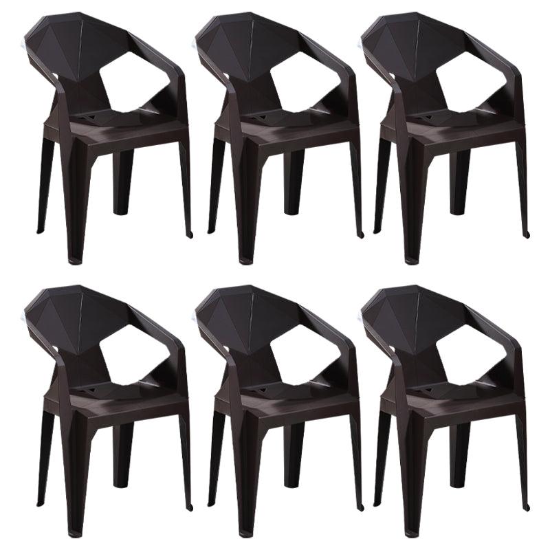 Modern Style Plastic Dining Chairs Stackable Dining Side Chairs for Kitchen Dark Coffee 6 Piece Set Clearhalo ' kitchen&dining_furn' 'Dining Chairs' 'Dining Tables & Seating' 'dining_chair' 'furn' 'furn_dining_chair' 'Furniture' 'furniture_dining_chair' 'Kitchen & Dining Furniture' 'kitchen' 3957136