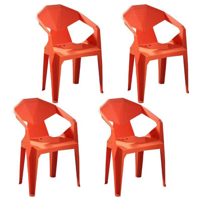 Modern Style Plastic Dining Chairs Stackable Dining Side Chairs for Kitchen Orange 4 Piece Set Clearhalo ' kitchen&dining_furn' 'Dining Chairs' 'Dining Tables & Seating' 'dining_chair' 'furn' 'furn_dining_chair' 'Furniture' 'furniture_dining_chair' 'Kitchen & Dining Furniture' 'kitchen' 3957141