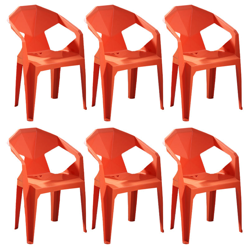 Modern Style Plastic Dining Chairs Stackable Dining Side Chairs for Kitchen Orange 6 Piece Set Clearhalo ' kitchen&dining_furn' 'Dining Chairs' 'Dining Tables & Seating' 'dining_chair' 'furn' 'furn_dining_chair' 'Furniture' 'furniture_dining_chair' 'Kitchen & Dining Furniture' 'kitchen' 3957142