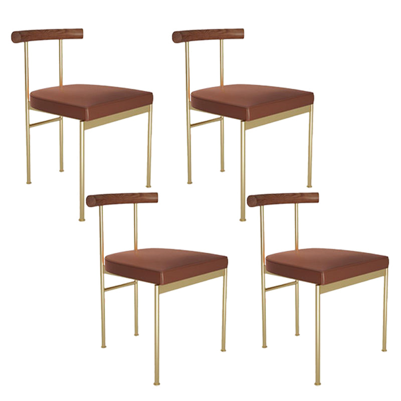 Contemporary Style Metal Chairs Set Kitchen Open Back Dining Side Chair for Home Use Brown 4 Piece Set Clearhalo ' kitchen&dining_furn' 'Dining Chairs' 'Dining Tables & Seating' 'dining_chair' 'furn' 'furn_dining_chair' 'Furniture' 'furniture_dining_chair' 'Kitchen & Dining Furniture' 'kitchen' 3957148