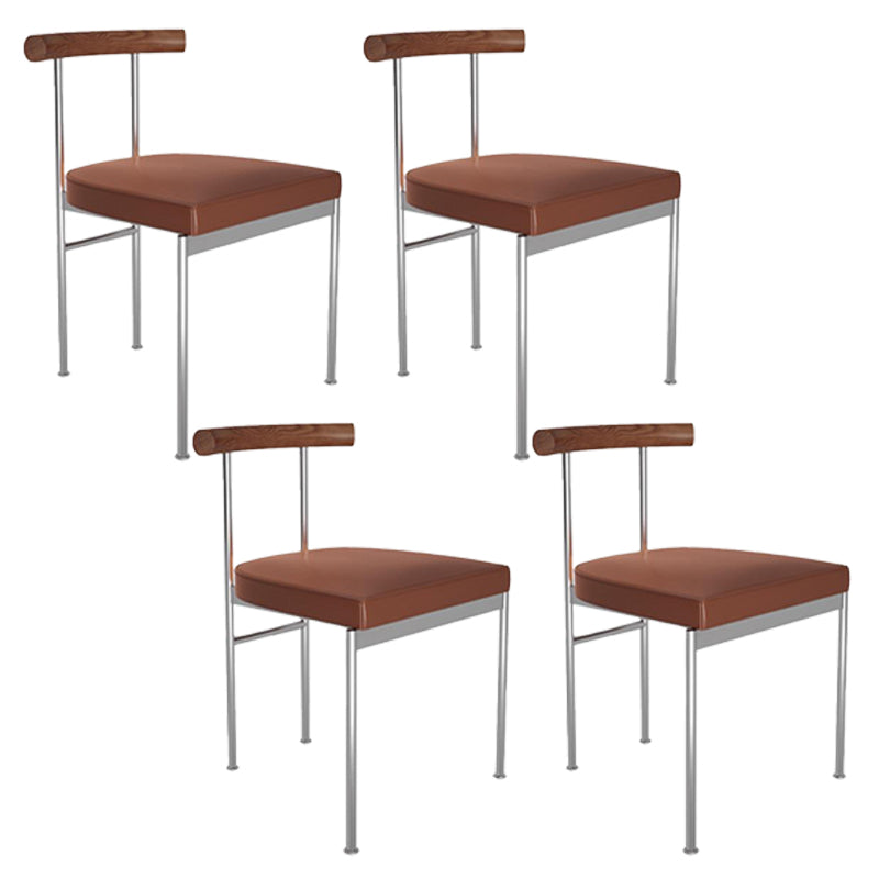 Contemporary Style Metal Chairs Set Kitchen Open Back Dining Side Chair for Home Use Light Brown 4 Piece Set Clearhalo ' kitchen&dining_furn' 'Dining Chairs' 'Dining Tables & Seating' 'dining_chair' 'furn' 'furn_dining_chair' 'Furniture' 'furniture_dining_chair' 'Kitchen & Dining Furniture' 'kitchen' 3957159