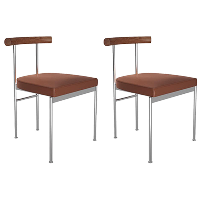 Contemporary Style Metal Chairs Set Kitchen Open Back Dining Side Chair for Home Use Light Brown 2 Piece Set Clearhalo ' kitchen&dining_furn' 'Dining Chairs' 'Dining Tables & Seating' 'dining_chair' 'furn' 'furn_dining_chair' 'Furniture' 'furniture_dining_chair' 'Kitchen & Dining Furniture' 'kitchen' 3957164