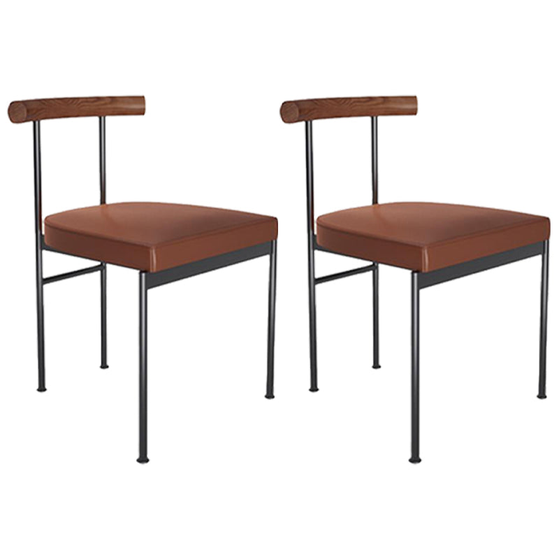 Contemporary Style Metal Chairs Set Kitchen Open Back Dining Side Chair for Home Use Walnut 2 Piece Set Clearhalo ' kitchen&dining_furn' 'Dining Chairs' 'Dining Tables & Seating' 'dining_chair' 'furn' 'furn_dining_chair' 'Furniture' 'furniture_dining_chair' 'Kitchen & Dining Furniture' 'kitchen' 3957170