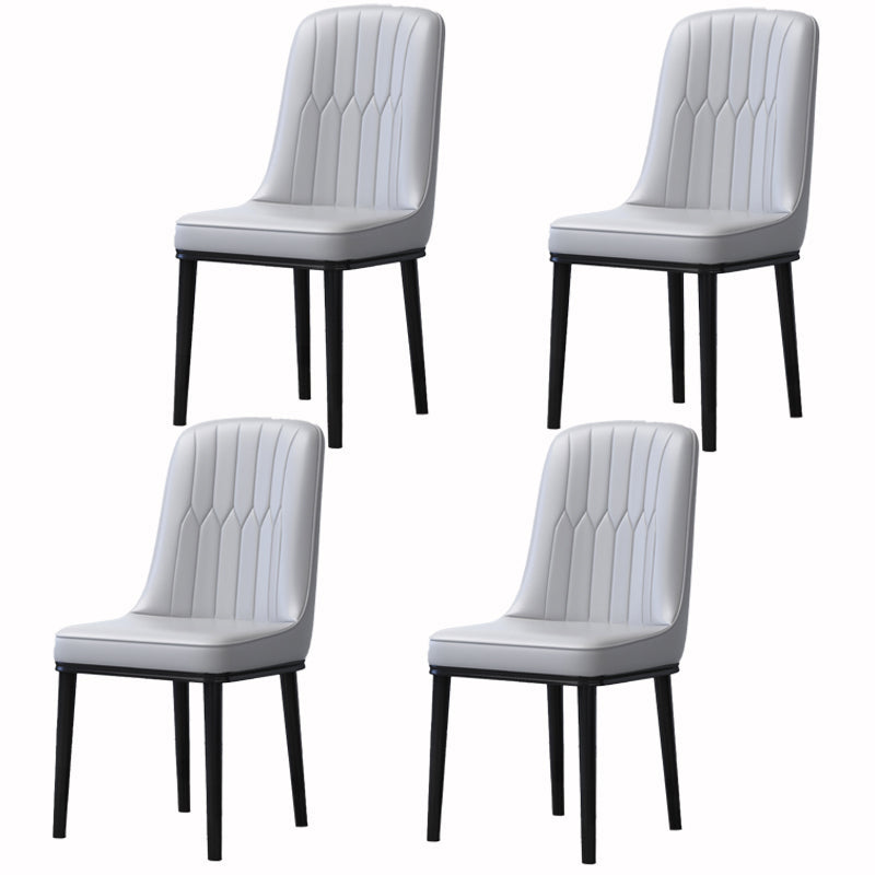 Home Scandinavian Side Chair Metal Solid Back Upholstered Dining Room Chair Light Gray 4 Piece Set Black Clearhalo ' kitchen&dining_furn' 'Dining Chairs' 'Dining Tables & Seating' 'dining_chair' 'furn' 'furn_dining_chair' 'Furniture' 'furniture_dining_chair' 'Kitchen & Dining Furniture' 'kitchen' 3957176
