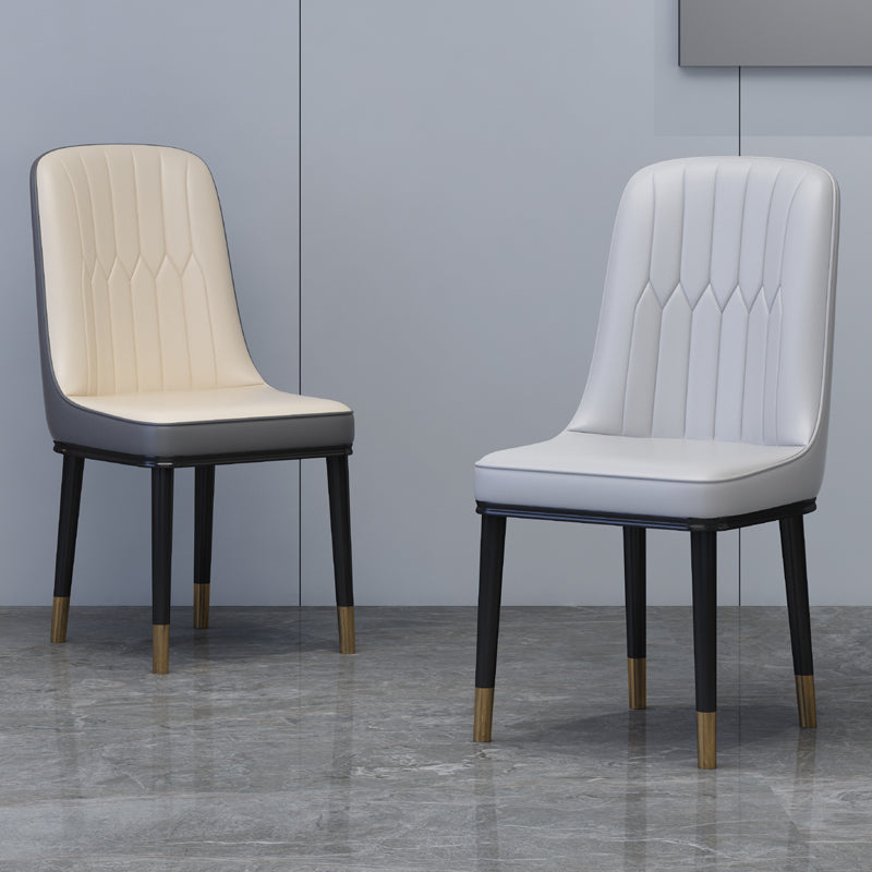 Home Scandinavian Side Chair Metal Solid Back Upholstered Dining Room Chair Clearhalo ' kitchen&dining_furn' 'Dining Chairs' 'Dining Tables & Seating' 'dining_chair' 'furn' 'furn_dining_chair' 'Furniture' 'furniture_dining_chair' 'Kitchen & Dining Furniture' 'kitchen' 3957177