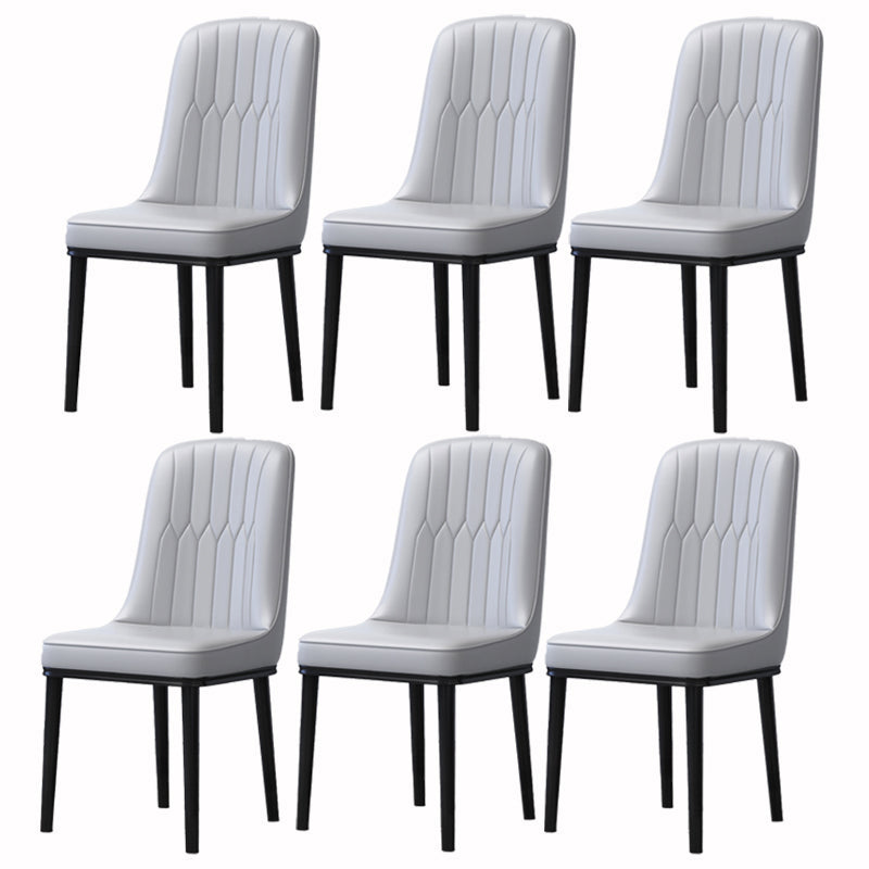 Home Scandinavian Side Chair Metal Solid Back Upholstered Dining Room Chair Light Gray 6 Piece Set Black Clearhalo ' kitchen&dining_furn' 'Dining Chairs' 'Dining Tables & Seating' 'dining_chair' 'furn' 'furn_dining_chair' 'Furniture' 'furniture_dining_chair' 'Kitchen & Dining Furniture' 'kitchen' 3957178